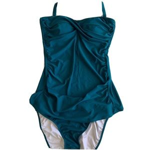 Venus Womens Teal Tankini & Bottom 2 Piece Stretch Support Shelf 14 Bathing Suit